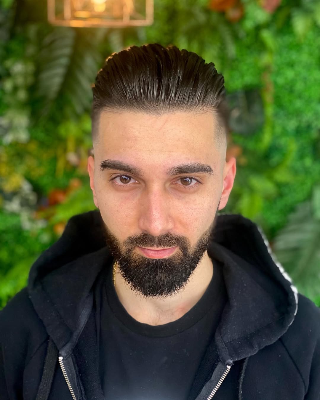 Front portrait highlighting hair and beard